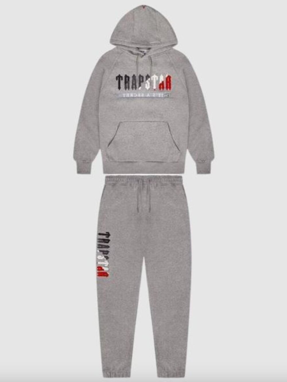 NEW TRAPSTAR Decoded Logo Chenille Tracksuit Men’s Size XS Gray/Red